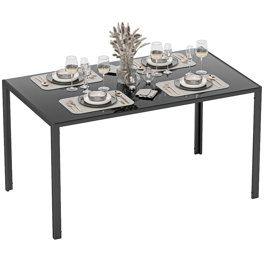 Image 917266.jpg, Product 917-266 / Price $139.99, HOMCOM Rectangular Dining Table, Tempered Glass Kitchen Table w/ Steel Legs from HOMCOM on TSC.ca's Home & Garden department