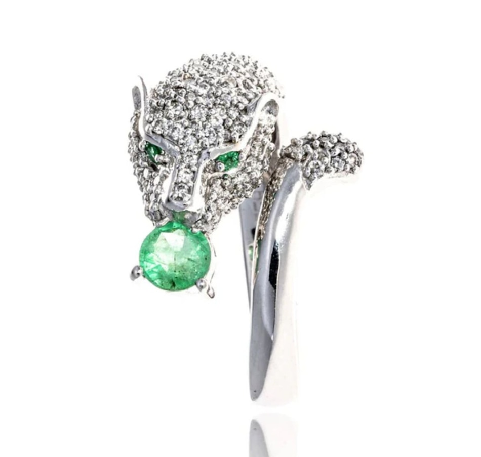 Image 917298_ALTMORE1.jpg, Product 917-298 / Price $3,295.00, 14K White Gold 0.80ctw Diamond And Emerald Panther Ring from Estate Jewel Finds on TSC.ca's Jewellery department