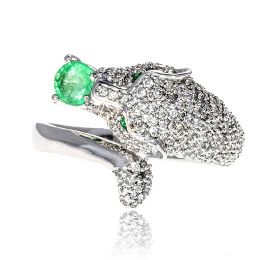 Image 917298_ALTMORE2.jpg, Product 917-298 / Price $3,295.00, 14K White Gold 0.80ctw Diamond And Emerald Panther Ring from Estate Jewel Finds on TSC.ca's Jewellery department