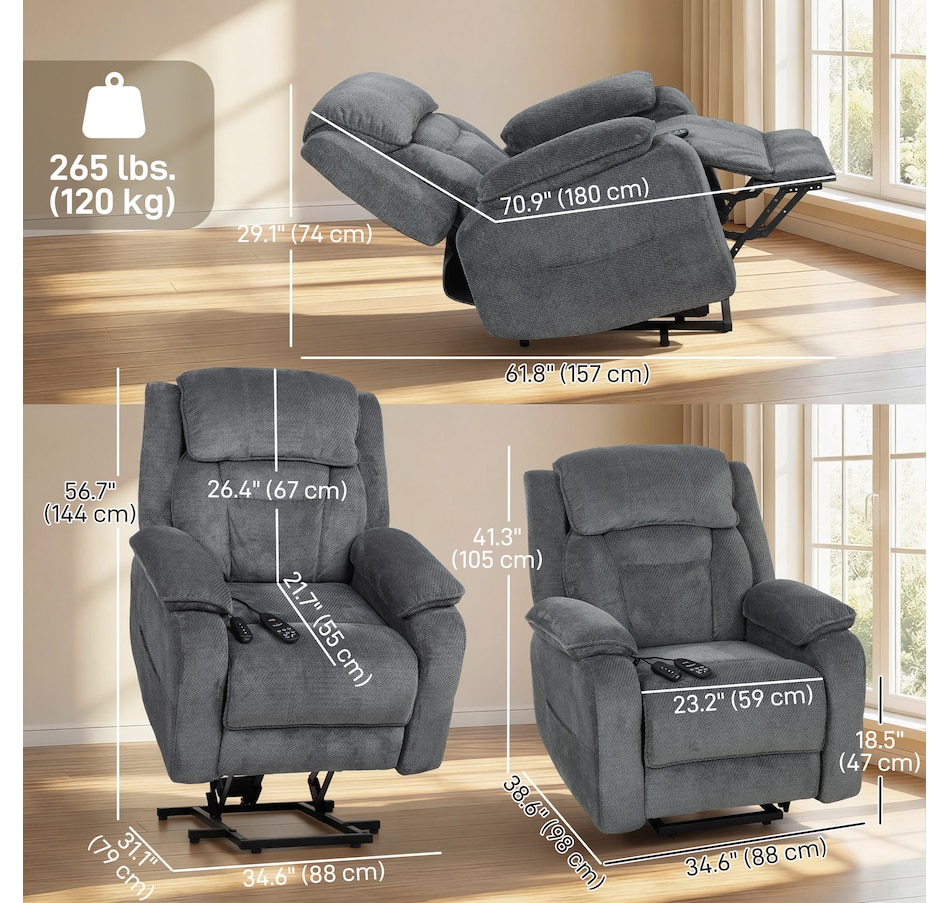 Image 917332_ALTMORE11.jpg, Product 917-332 / Price $539.99 - $549.99, HOMCOM Massage Power Lift Recliner Chair for Elderly Reclining Chair from HOMCOM on TSC.ca's Home & Garden department