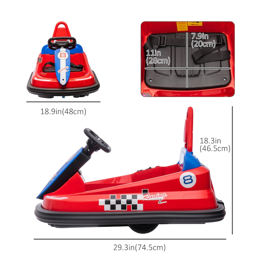Image 917340_ALTMORE2.jpg, Product 917-340 / Price $132.99, Aosom 6V 360° Rotation Kids Bumper Car w/ Music, Horn and Lights Red from Aosom on TSC.ca's Toys & Hobbies department