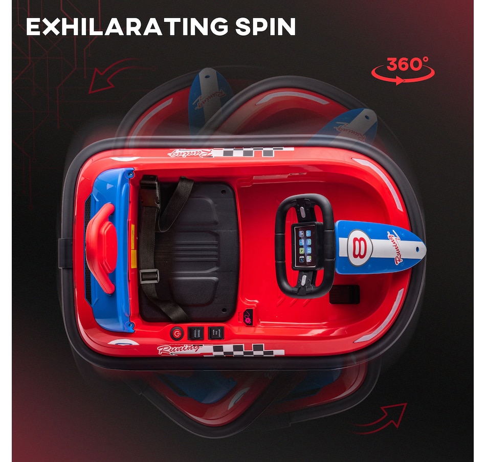 Image 917340_ALTMORE3.jpg, Product 917-340 / Price $129.99, Aosom 6V 360° Rotation Kids Bumper Car w/ Music, Horn and Lights Red from Aosom on TSC.ca's Toys & Hobbies department