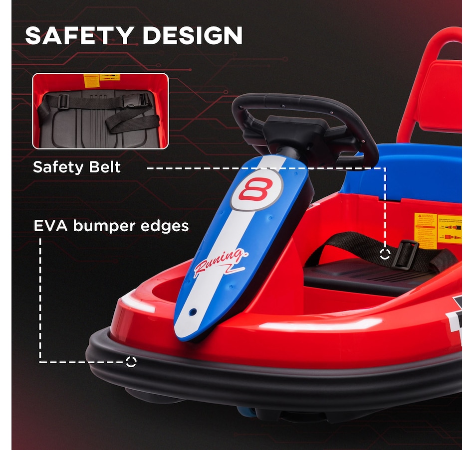 Image 917340_ALTMORE5.jpg, Product 917-340 / Price $129.99, Aosom 6V 360° Rotation Kids Bumper Car w/ Music, Horn and Lights Red from Aosom on TSC.ca's Toys & Hobbies department