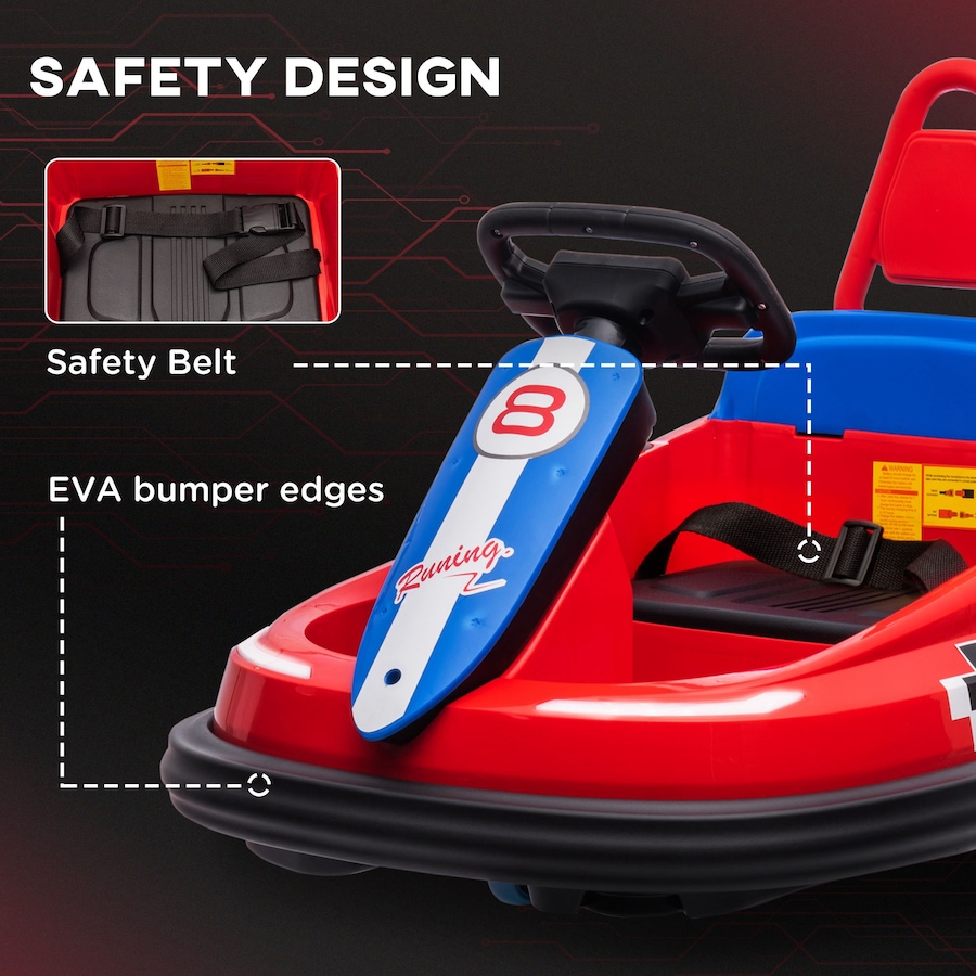 Image 917340_ALTMORE5.jpg, Product 917-340 / Price $132.99, Aosom 6V 360° Rotation Kids Bumper Car w/ Music, Horn and Lights Red from Aosom on TSC.ca's Toys & Hobbies department