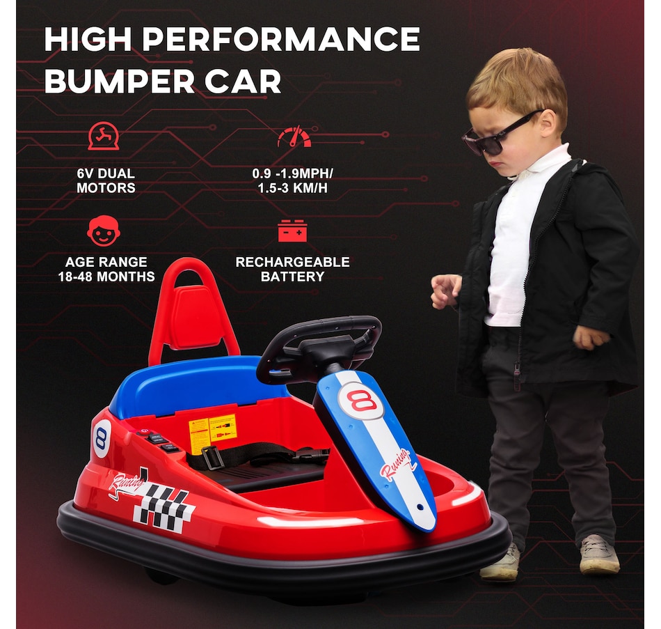 Image 917340_ALTMORE6.jpg, Product 917-340 / Price $129.99, Aosom 6V 360° Rotation Kids Bumper Car w/ Music, Horn and Lights Red from Aosom on TSC.ca's Toys & Hobbies department