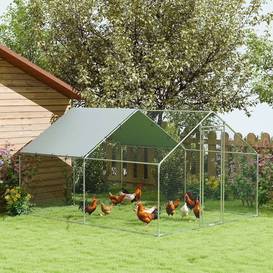 Image 917341_ALTMORE1.jpg, Product 917-341 / Price $258.99, PawHut Metal Chicken Coop, 9.8 x 11.2 Walk-in Chicken Run with Cover from PawHut on TSC.ca's Home & Garden department
