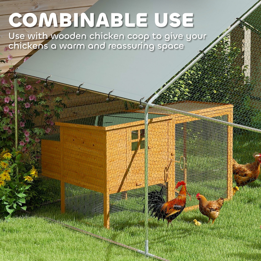 Image 917341_ALTMORE4.jpg, Product 917-341 / Price $258.99, PawHut Metal Chicken Coop, 9.8 x 11.2 Walk-in Chicken Run with Cover from PawHut on TSC.ca's Home & Garden department
