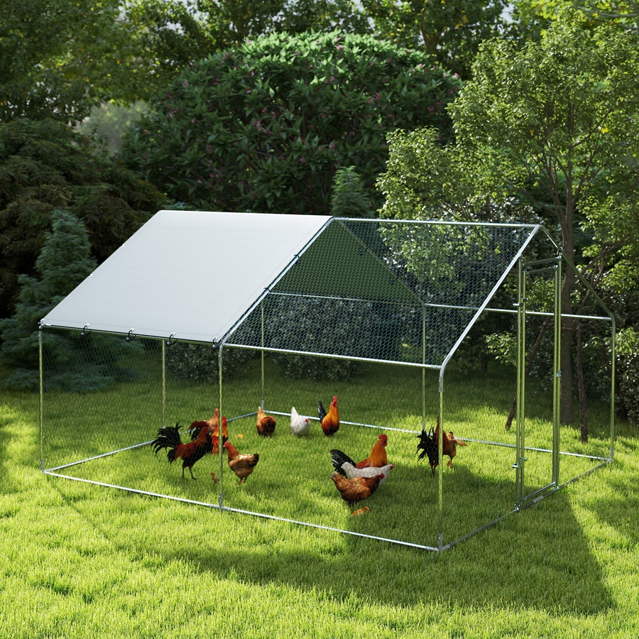 Image 917341_ALTMORE7.jpg, Product 917-341 / Price $258.99, PawHut Metal Chicken Coop, 9.8 x 11.2 Walk-in Chicken Run with Cover from PawHut on TSC.ca's Home & Garden department