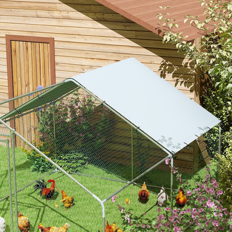 Image 917341_ALTMORE8.jpg, Product 917-341 / Price $258.99, PawHut Metal Chicken Coop, 9.8 x 11.2 Walk-in Chicken Run with Cover from PawHut on TSC.ca's Home & Garden department