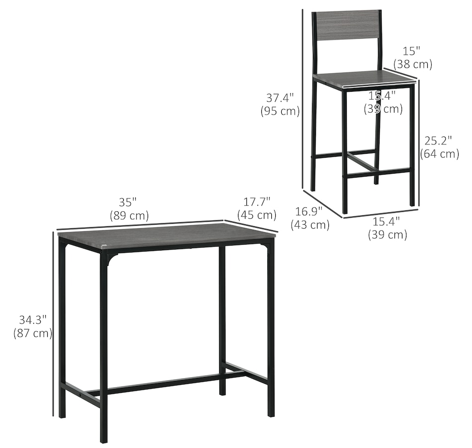 Image 917348_ALTMORE11.jpg, Product 917-348 / Price $134.99 - $139.99, HOMCOM Industrial Bar Table Set Counter Height 3 Piece for Small Space from HOMCOM on TSC.ca's Home & Garden department