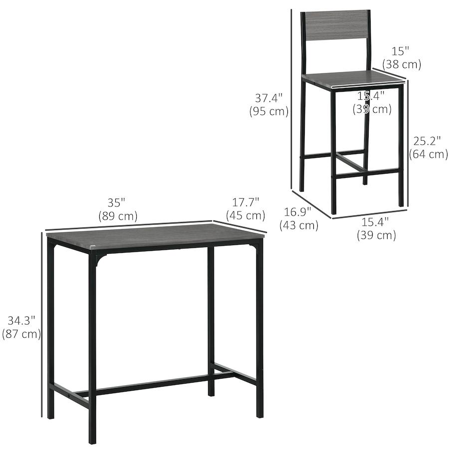 Image 917348_ALTMORE11.jpg, Product 917-348 / Price $144.99 - $149.99, HOMCOM Industrial Bar Table Set Counter Height 3 Piece for Small Space from HOMCOM on TSC.ca's Home & Garden department