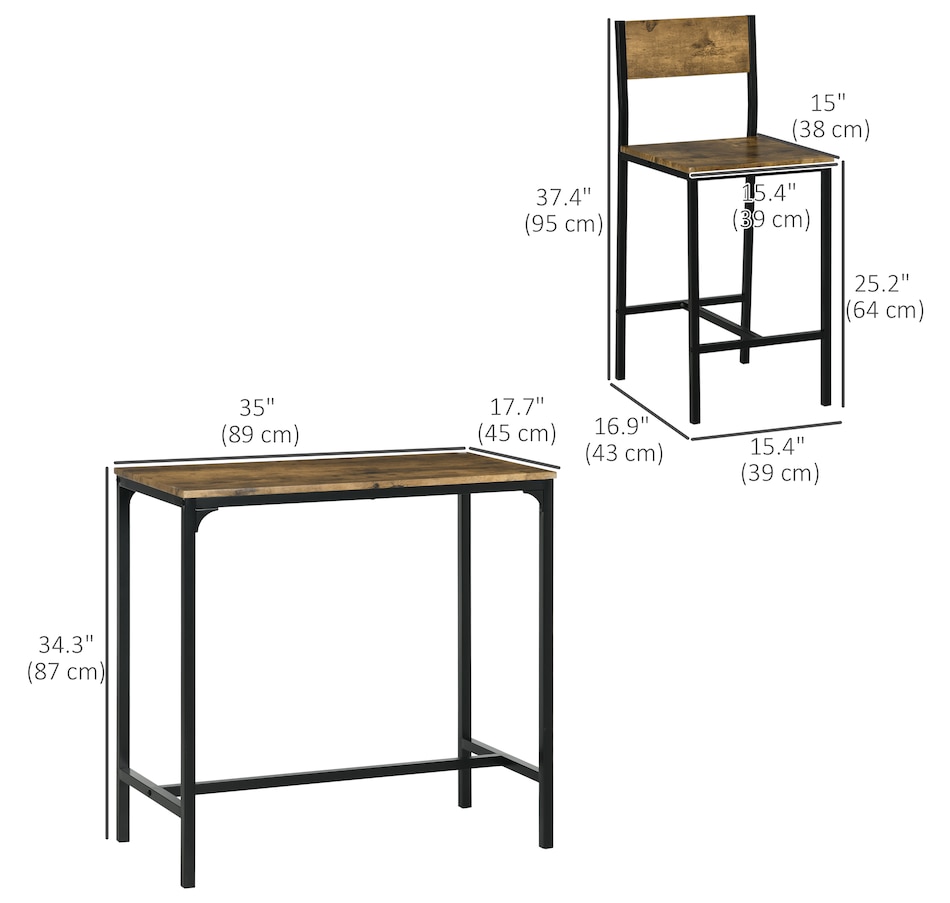 Image 917348_ALTMORE2.jpg, Product 917-348 / Price $134.99 - $139.99, HOMCOM Industrial Bar Table Set Counter Height 3 Piece for Small Space from HOMCOM on TSC.ca's Home & Garden department