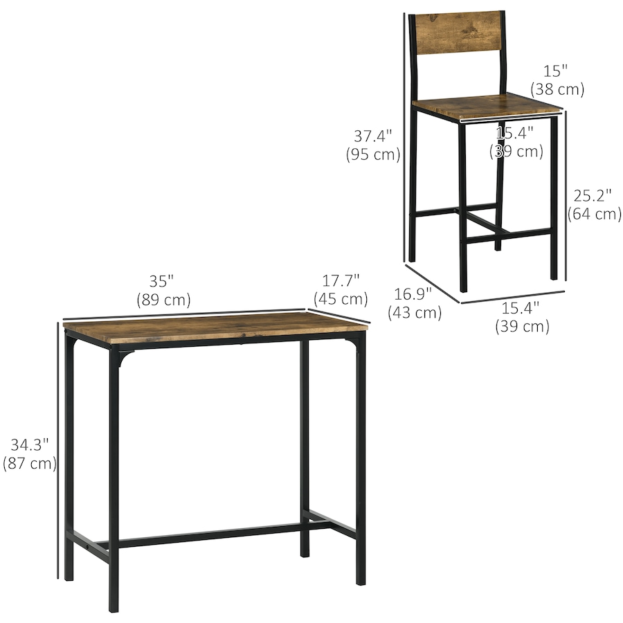 Image 917348_ALTMORE2.jpg, Product 917-348 / Price $144.99 - $149.99, HOMCOM Industrial Bar Table Set Counter Height 3 Piece for Small Space from HOMCOM on TSC.ca's Home & Garden department