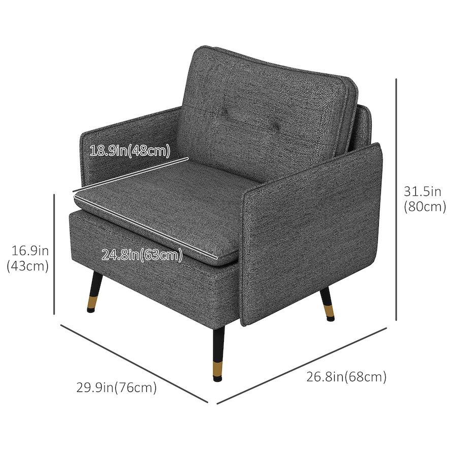 Image 917361_ALTMORE11.jpg, Product 917-361 / Price $151.99 - $184.99, HOMCOM Modern Accent Chair, Fabric Armchair w/ Wide Lounge Seat, Steel Legs from HOMCOM on TSC.ca's Home & Garden department
