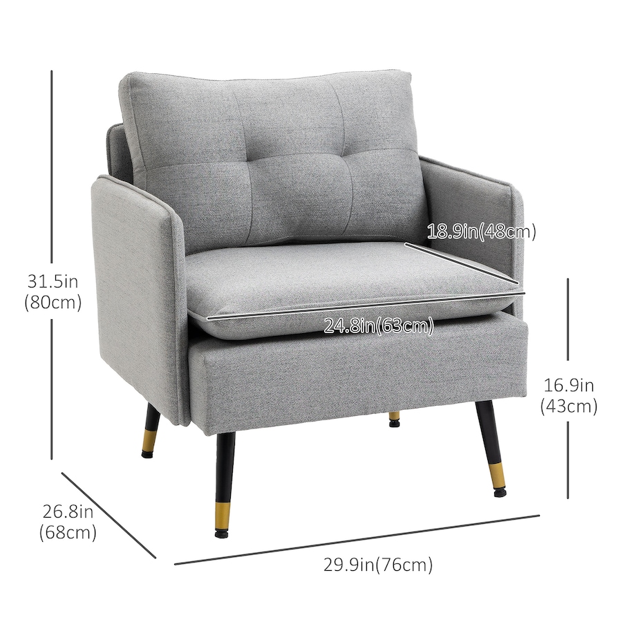 Image 917361_ALTMORE19.jpg, Product 917-361 / Price $151.99 - $184.99, HOMCOM Modern Accent Chair, Fabric Armchair w/ Wide Lounge Seat, Steel Legs from HOMCOM on TSC.ca's Home & Garden department