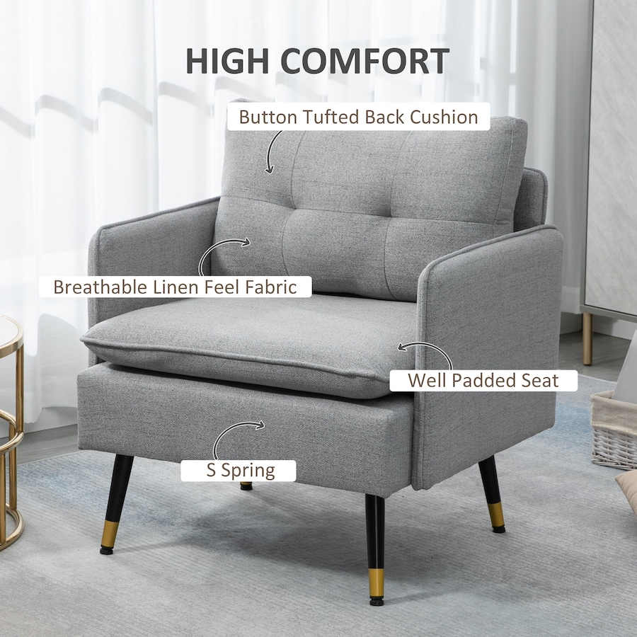 Image 917361_ALTMORE20.jpg, Product 917-361 / Price $151.99 - $184.99, HOMCOM Modern Accent Chair, Fabric Armchair w/ Wide Lounge Seat, Steel Legs from HOMCOM on TSC.ca's Home & Garden department