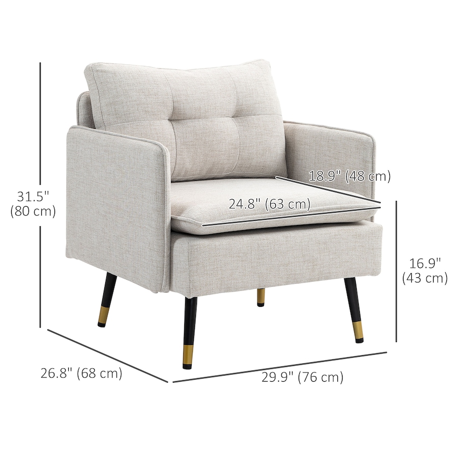 Image 917361_ALTMORE27.jpg, Product 917-361 / Price $151.99 - $184.99, HOMCOM Modern Accent Chair, Fabric Armchair w/ Wide Lounge Seat, Steel Legs from HOMCOM on TSC.ca's Home & Garden department