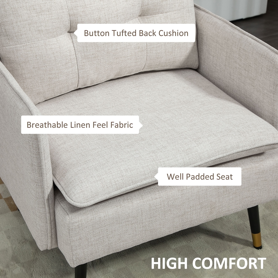 Image 917361_ALTMORE28.jpg, Product 917-361 / Price $151.99 - $184.99, HOMCOM Modern Accent Chair, Fabric Armchair w/ Wide Lounge Seat, Steel Legs from HOMCOM on TSC.ca's Home & Garden department