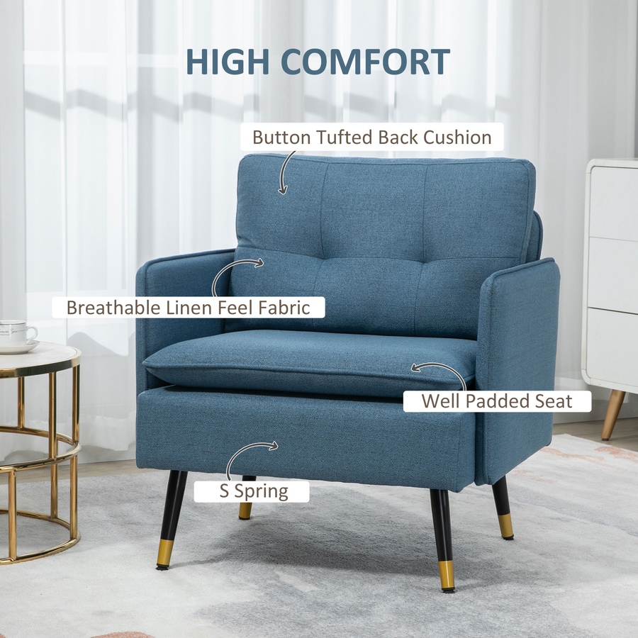 Image 917361_ALTMORE3.jpg, Product 917-361 / Price $151.99 - $184.99, HOMCOM Modern Accent Chair, Fabric Armchair w/ Wide Lounge Seat, Steel Legs from HOMCOM on TSC.ca's Home & Garden department