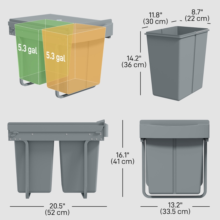 Image 917367_ALTMORE11.jpg, Product 917-367 / Price $119.99 - $126.99, HOMCOM 10.6 Gal (40 L) Pull Out Trash Can, Kitchen Garbage Bin from HOMCOM on TSC.ca's Kitchen department
