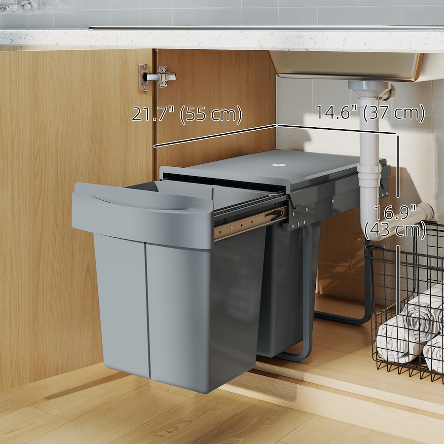 Image 917367_ALTMORE17.jpg, Product 917-367 / Price $119.99 - $126.99, HOMCOM 10.6 Gal (40 L) Pull Out Trash Can, Kitchen Garbage Bin from HOMCOM on TSC.ca's Kitchen department