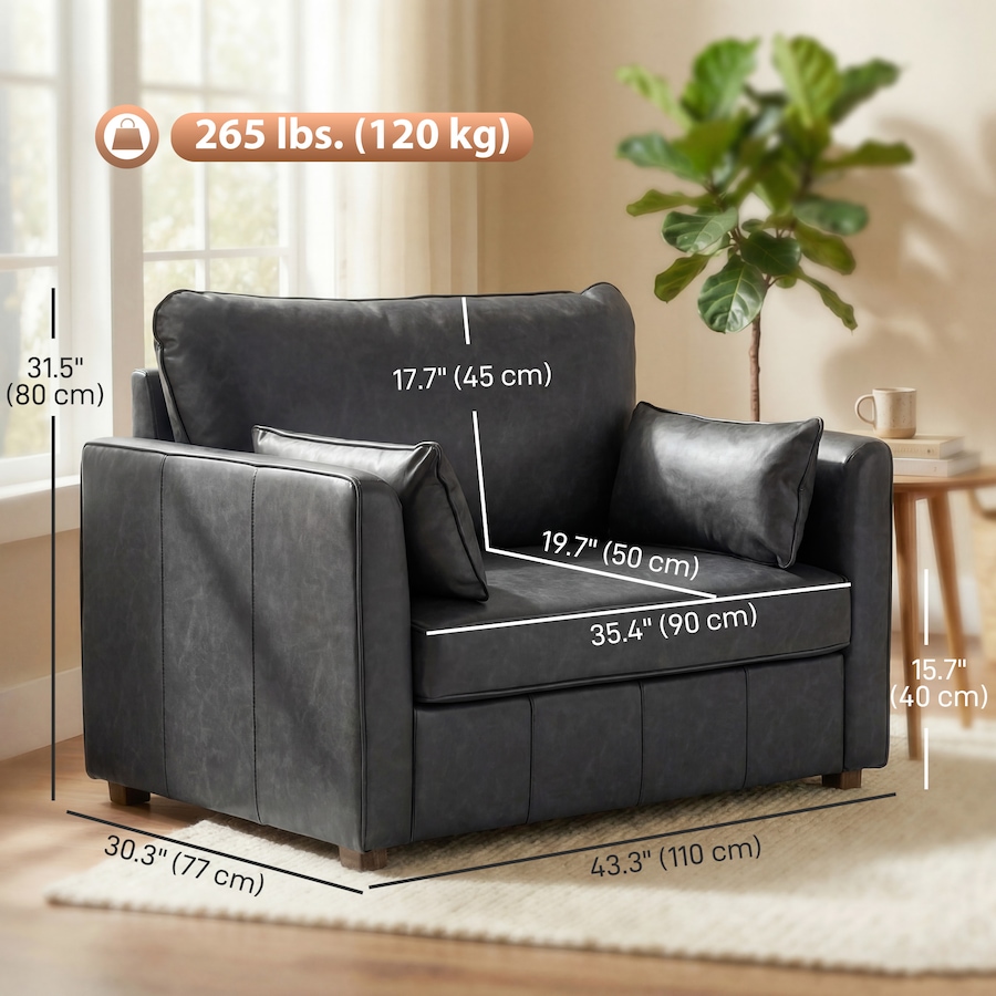 Image 917371_ALTMORE2.jpg, Product 917-371 / Price $329.79, HOMCOM Accent Chair, PU Leather Upholstered Armchair with Wide Seat from HOMCOM on TSC.ca's Home & Garden department