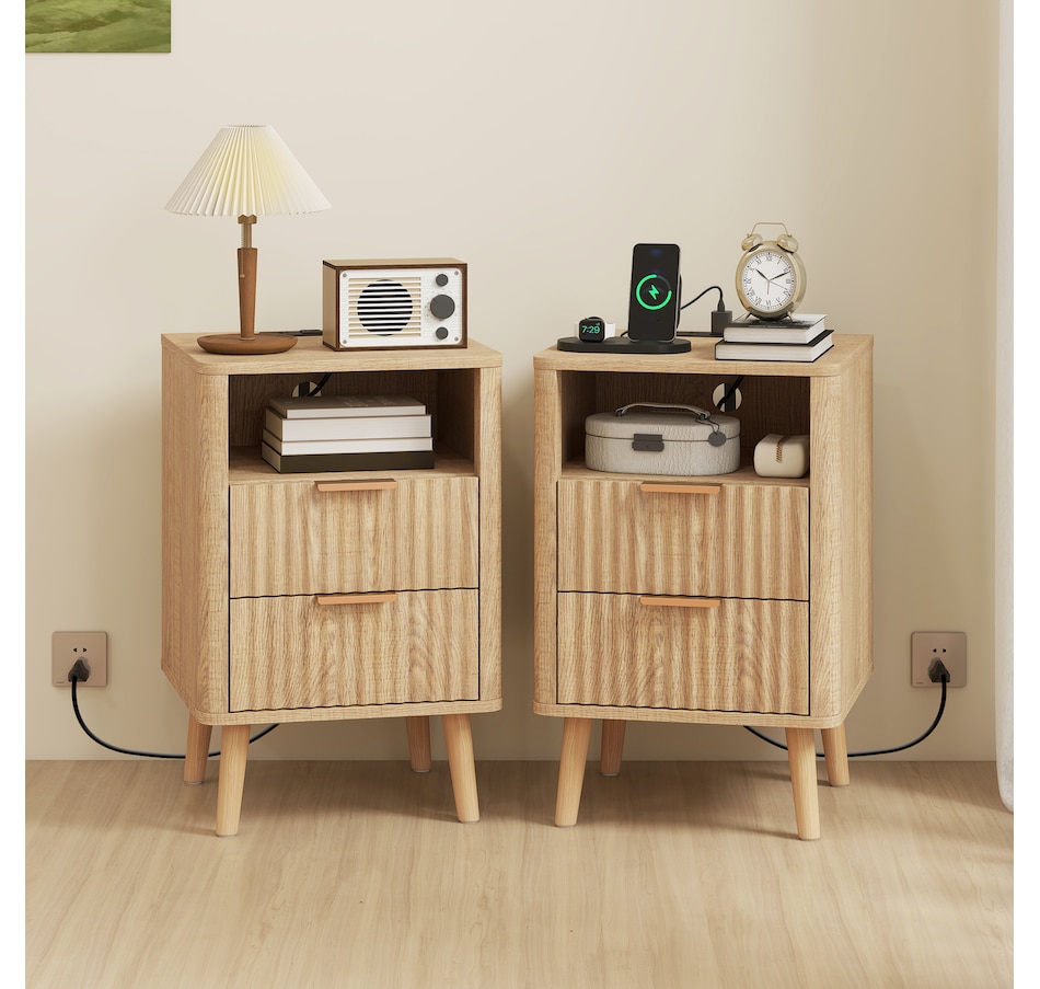 Image 917372_ALTMORE10.jpg, Product 917-372 / Price $199.99 - $209.99, HOMCOM Nightstands Set of 2, Bedside Tables with Charging Station from HOMCOM on TSC.ca's Home & Garden department