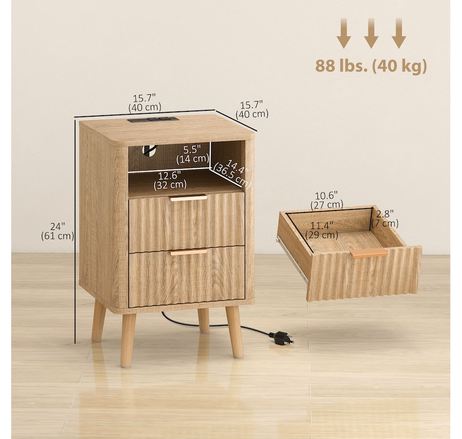 Image 917372_ALTMORE11.jpg, Product 917-372 / Price $199.99 - $209.99, HOMCOM Nightstands Set of 2, Bedside Tables with Charging Station from HOMCOM on TSC.ca's Home & Garden department