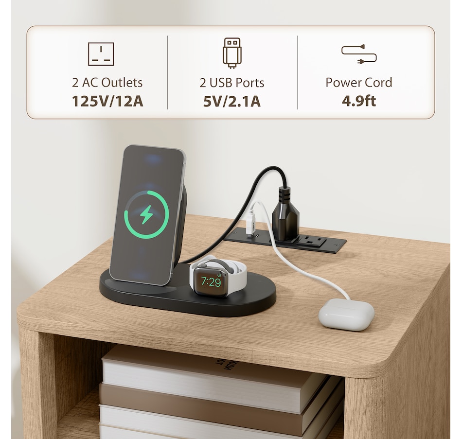 Image 917372_ALTMORE12.jpg, Product 917-372 / Price $199.99 - $209.99, HOMCOM Nightstands Set of 2, Bedside Tables with Charging Station from HOMCOM on TSC.ca's Home & Garden department