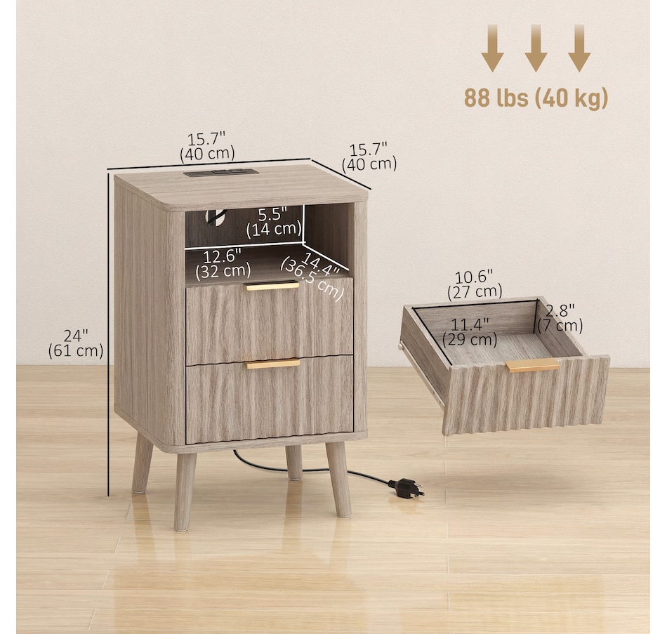 Image 917372_ALTMORE2.jpg, Product 917-372 / Price $199.99 - $209.99, HOMCOM Nightstands Set of 2, Bedside Tables with Charging Station from HOMCOM on TSC.ca's Home & Garden department