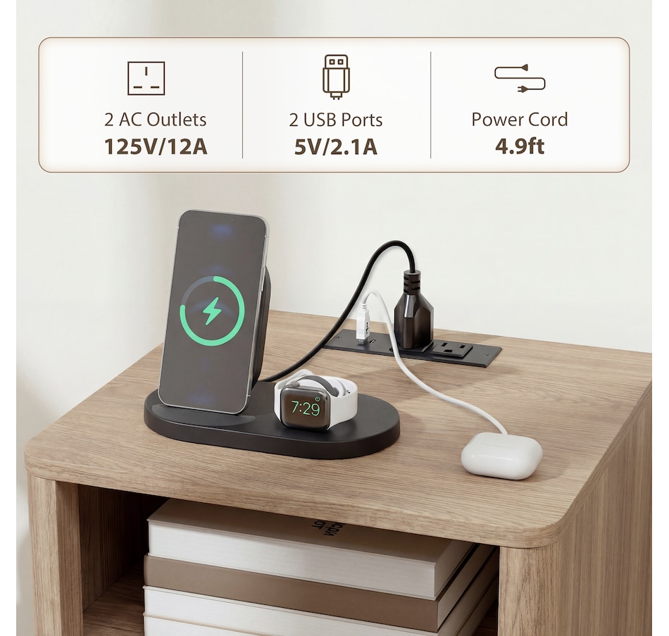 Image 917372_ALTMORE3.jpg, Product 917-372 / Price $199.99 - $209.99, HOMCOM Nightstands Set of 2, Bedside Tables with Charging Station from HOMCOM on TSC.ca's Home & Garden department