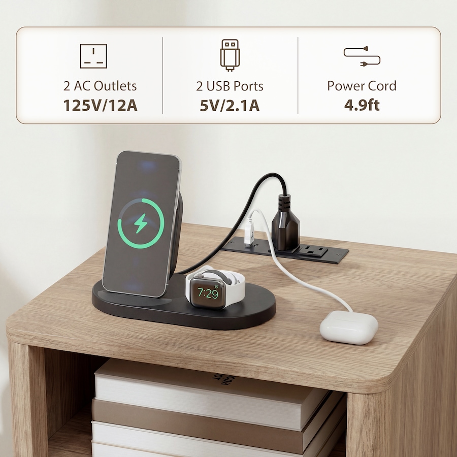 Image 917372_ALTMORE3.jpg, Product 917-372 / Price $184.99, HOMCOM Nightstands Set of 2, Bedside Tables with Charging Station from HOMCOM on TSC.ca's Home & Garden department