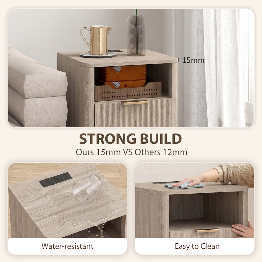 Image 917372_ALTMORE5.jpg, Product 917-372 / Price $184.99, HOMCOM Nightstands Set of 2, Bedside Tables with Charging Station from HOMCOM on TSC.ca's Home & Garden department
