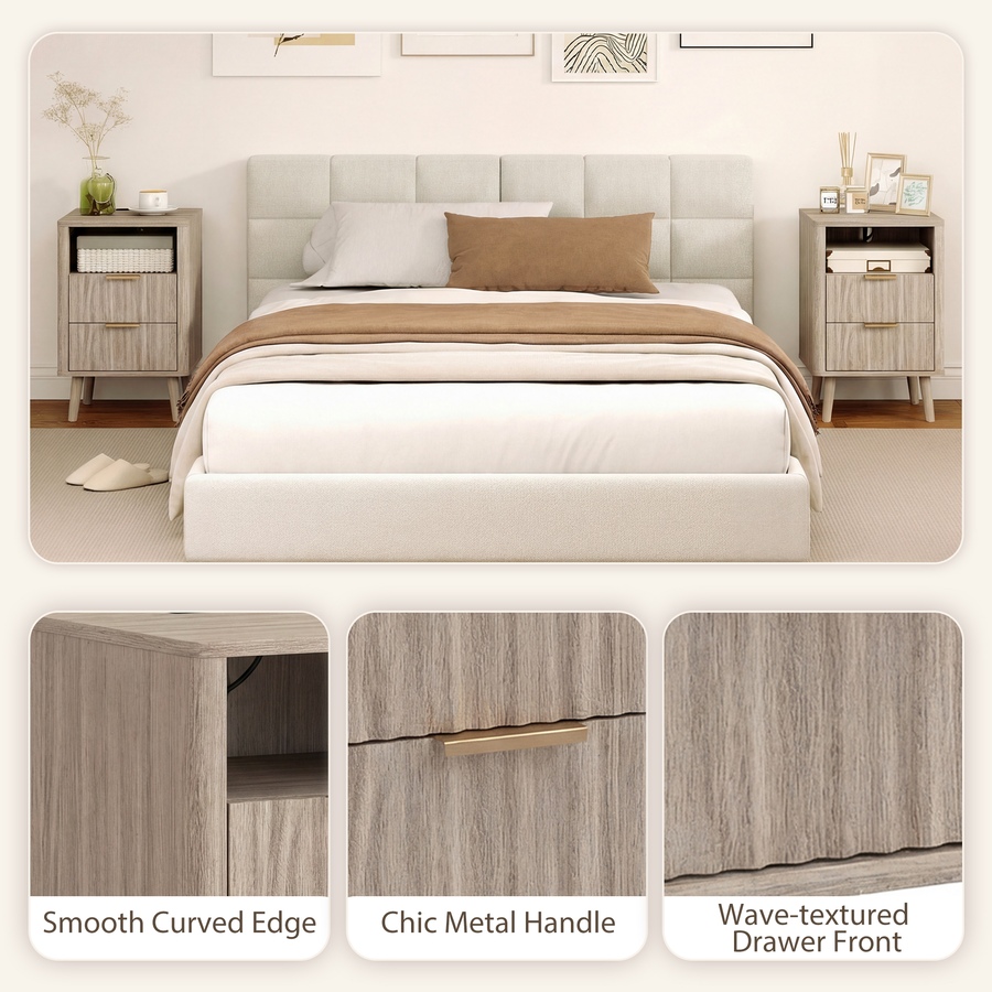 Image 917372_ALTMORE6.jpg, Product 917-372 / Price $184.99, HOMCOM Nightstands Set of 2, Bedside Tables with Charging Station from HOMCOM on TSC.ca's Home & Garden department
