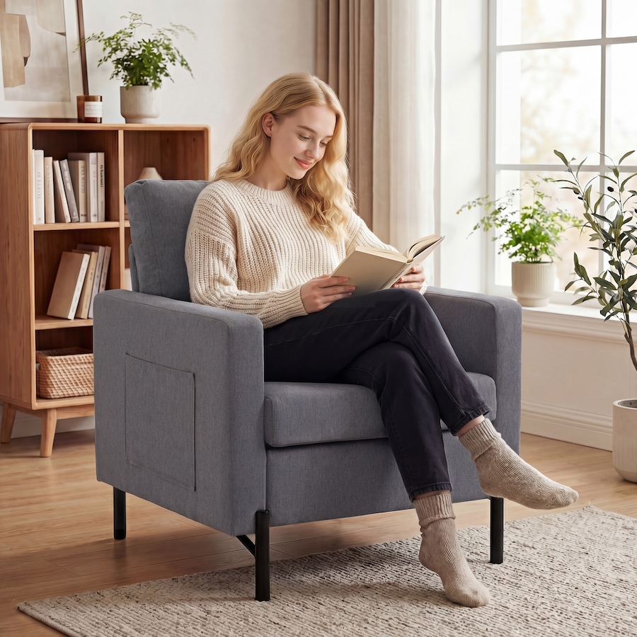 Image 917374_ALTMORE10.jpg, Product 917-374 / Price $159.99 - $189.99, HOMCOM Accent Chair Modern Upholstered Armchair w/ Side Pockets from HOMCOM on TSC.ca's Home & Garden department