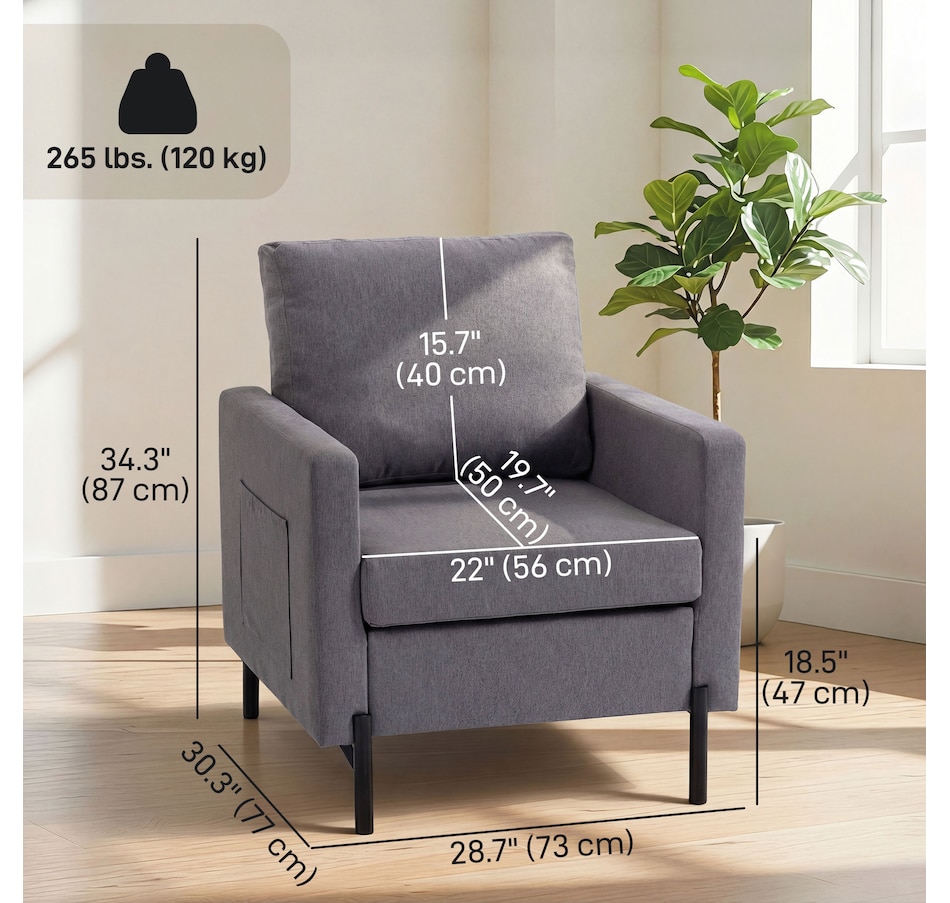 Image 917374_ALTMORE11.jpg, Product 917-374 / Price $169.99 - $189.99, HOMCOM Accent Chair Modern Upholstered Armchair w/ Side Pockets from HOMCOM on TSC.ca's Home & Garden department