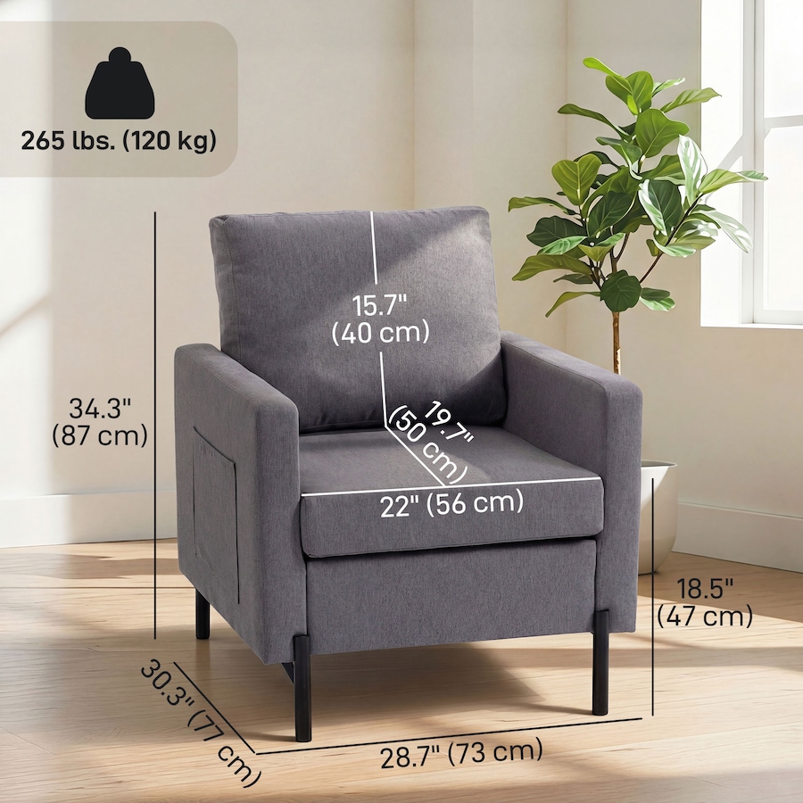 Image 917374_ALTMORE11.jpg, Product 917-374 / Price $159.99 - $189.99, HOMCOM Accent Chair Modern Upholstered Armchair w/ Side Pockets from HOMCOM on TSC.ca's Home & Garden department