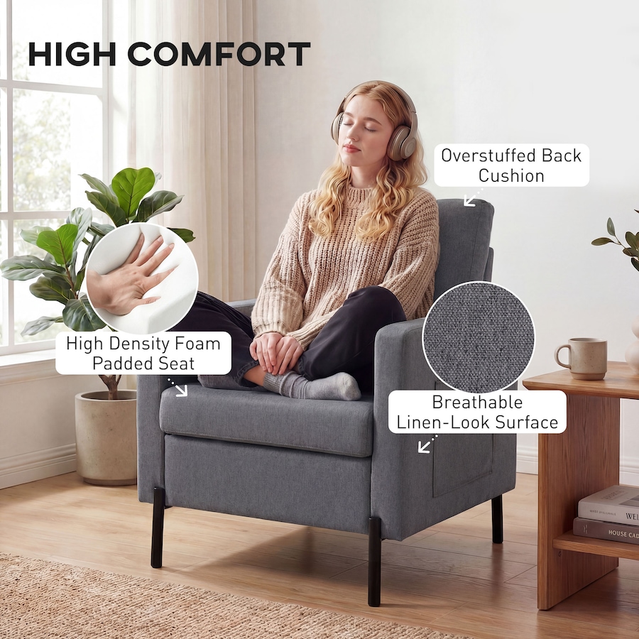 Image 917374_ALTMORE12.jpg, Product 917-374 / Price $159.99 - $189.99, HOMCOM Accent Chair Modern Upholstered Armchair w/ Side Pockets from HOMCOM on TSC.ca's Home & Garden department