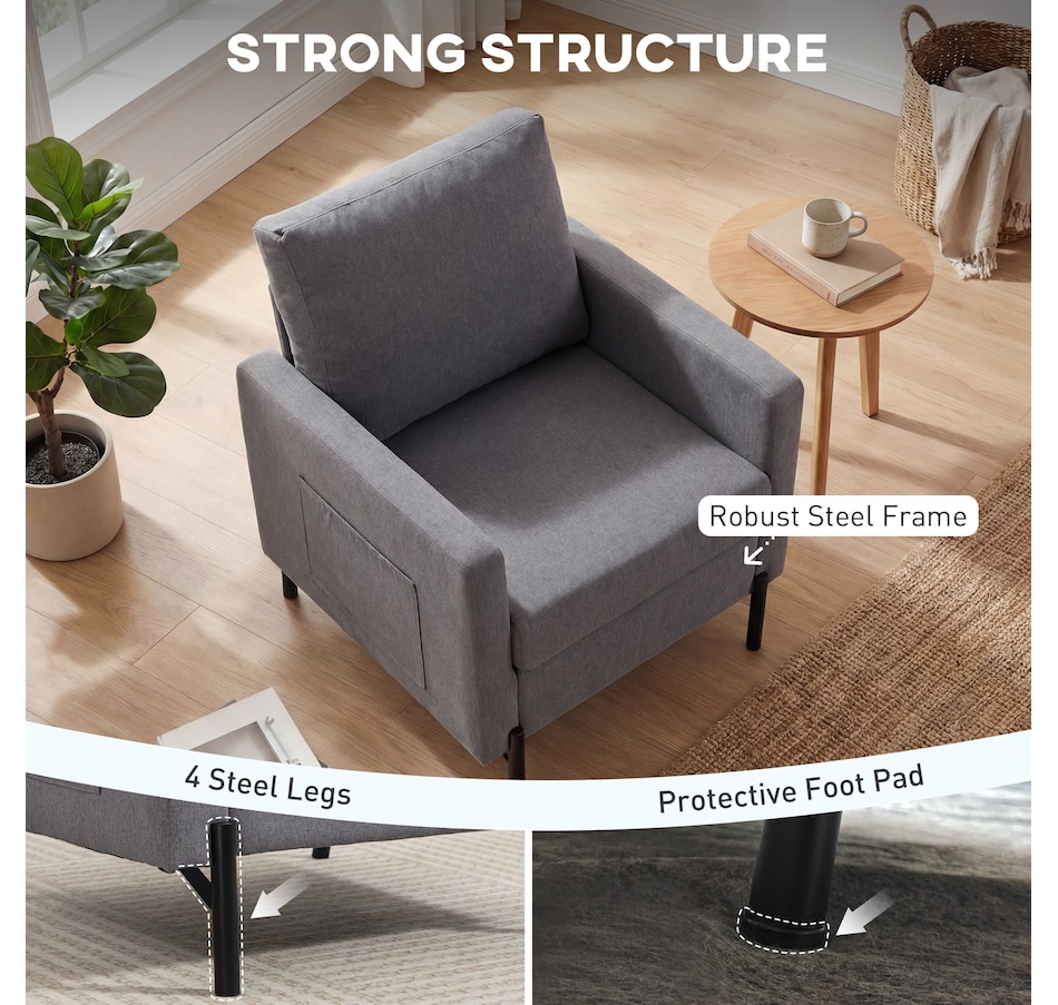 Image 917374_ALTMORE13.jpg, Product 917-374 / Price $169.99 - $189.99, HOMCOM Accent Chair Modern Upholstered Armchair w/ Side Pockets from HOMCOM on TSC.ca's Home & Garden department