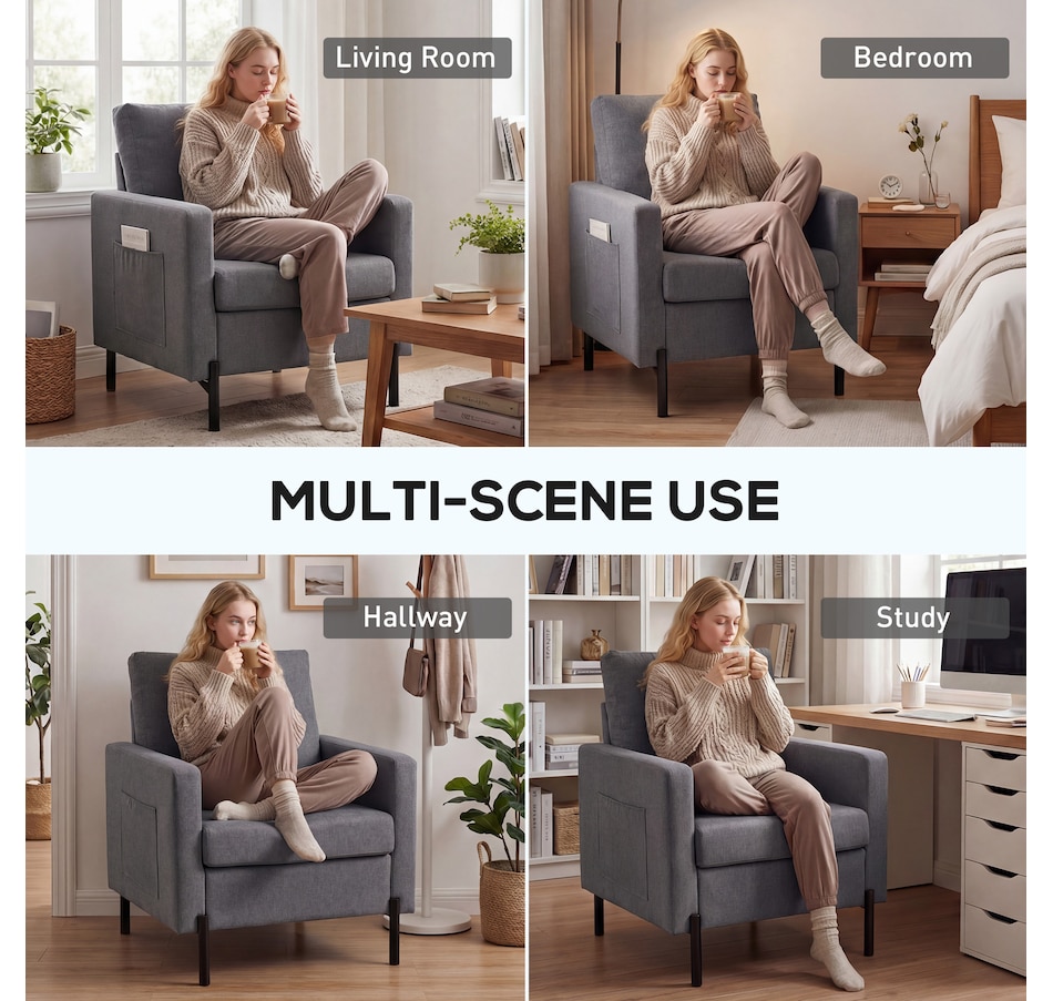 Image 917374_ALTMORE14.jpg, Product 917-374 / Price $169.99 - $189.99, HOMCOM Accent Chair Modern Upholstered Armchair w/ Side Pockets from HOMCOM on TSC.ca's Home & Garden department