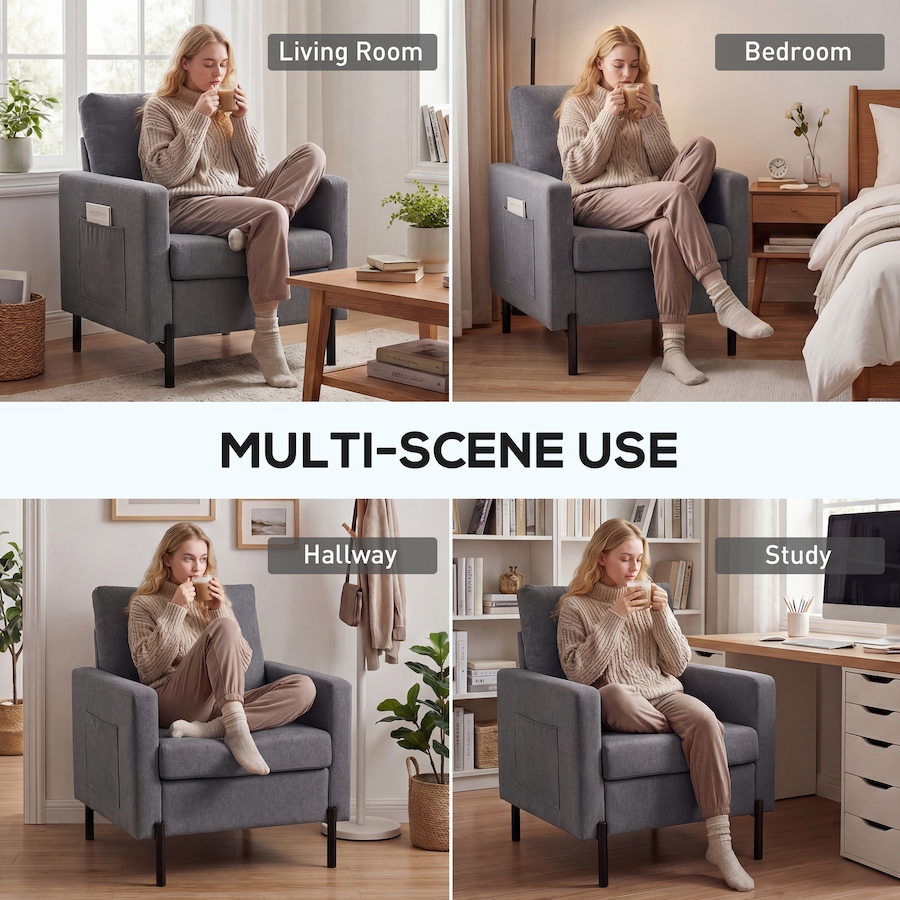 Image 917374_ALTMORE14.jpg, Product 917-374 / Price $159.99 - $189.99, HOMCOM Accent Chair Modern Upholstered Armchair w/ Side Pockets from HOMCOM on TSC.ca's Home & Garden department
