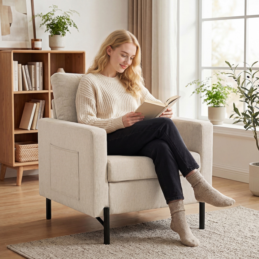Image 917374_ALTMORE18.jpg, Product 917-374 / Price $159.99 - $189.99, HOMCOM Accent Chair Modern Upholstered Armchair w/ Side Pockets from HOMCOM on TSC.ca's Home & Garden department