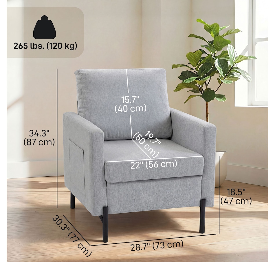 Image 917374_ALTMORE2.jpg, Product 917-374 / Price $169.99 - $189.99, HOMCOM Accent Chair Modern Upholstered Armchair w/ Side Pockets from HOMCOM on TSC.ca's Home & Garden department