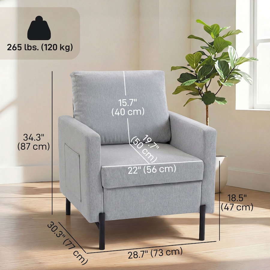 Image 917374_ALTMORE2.jpg, Product 917-374 / Price $159.99 - $189.99, HOMCOM Accent Chair Modern Upholstered Armchair w/ Side Pockets from HOMCOM on TSC.ca's Home & Garden department