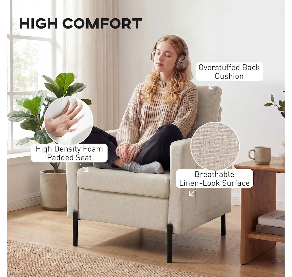 Image 917374_ALTMORE20.jpg, Product 917-374 / Price $169.99 - $189.99, HOMCOM Accent Chair Modern Upholstered Armchair w/ Side Pockets from HOMCOM on TSC.ca's Home & Garden department