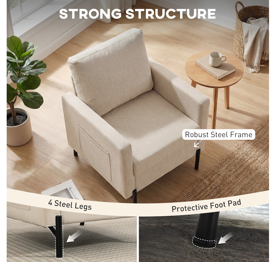 Image 917374_ALTMORE21.jpg, Product 917-374 / Price $169.99 - $189.99, HOMCOM Accent Chair Modern Upholstered Armchair w/ Side Pockets from HOMCOM on TSC.ca's Home & Garden department