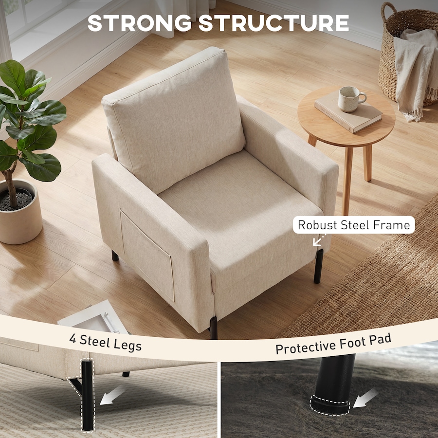 Image 917374_ALTMORE21.jpg, Product 917-374 / Price $159.99 - $189.99, HOMCOM Accent Chair Modern Upholstered Armchair w/ Side Pockets from HOMCOM on TSC.ca's Home & Garden department