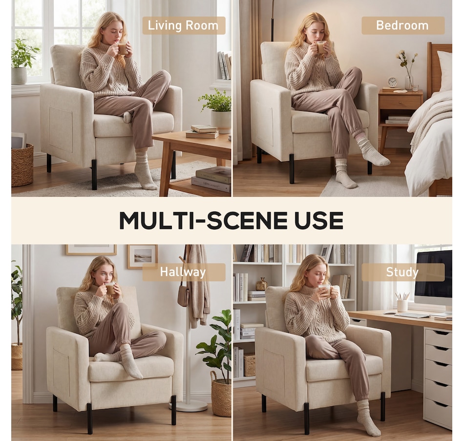 Image 917374_ALTMORE22.jpg, Product 917-374 / Price $169.99 - $189.99, HOMCOM Accent Chair Modern Upholstered Armchair w/ Side Pockets from HOMCOM on TSC.ca's Home & Garden department
