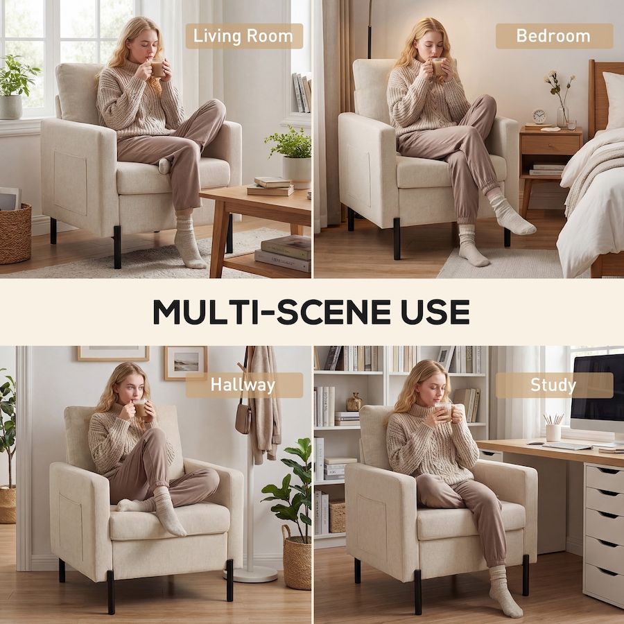 Image 917374_ALTMORE22.jpg, Product 917-374 / Price $159.99 - $189.99, HOMCOM Accent Chair Modern Upholstered Armchair w/ Side Pockets from HOMCOM on TSC.ca's Home & Garden department