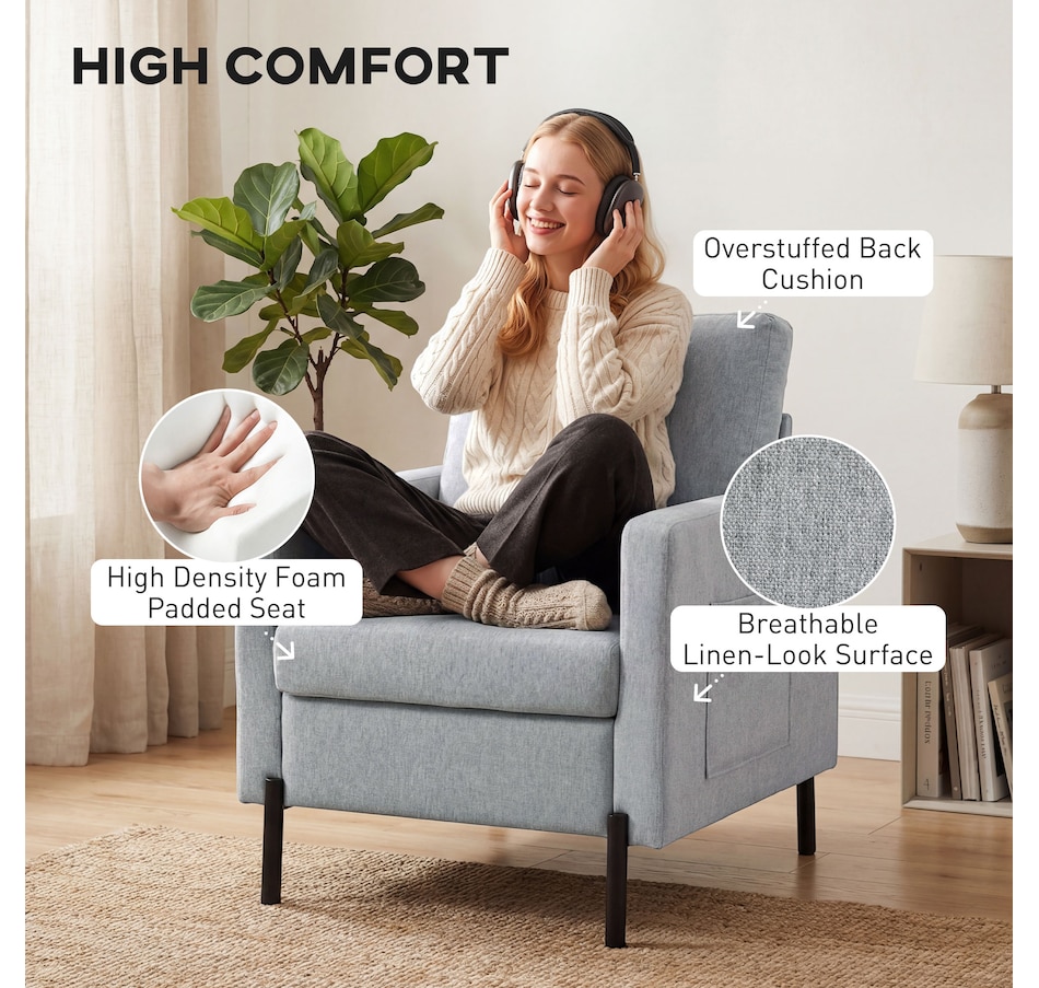 Image 917374_ALTMORE3.jpg, Product 917-374 / Price $169.99 - $189.99, HOMCOM Accent Chair Modern Upholstered Armchair w/ Side Pockets from HOMCOM on TSC.ca's Home & Garden department
